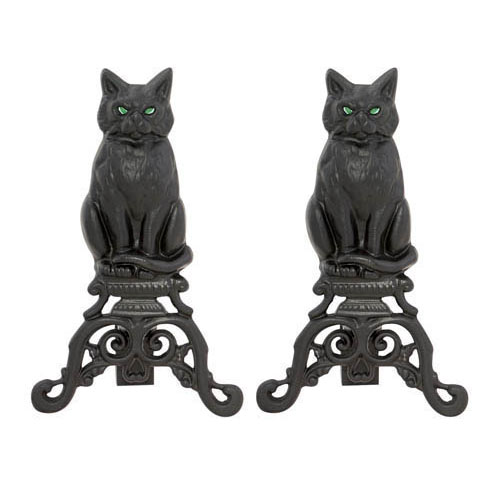 Picture of Import A-1251 Cats Andirons with Reflective Glass Eyes