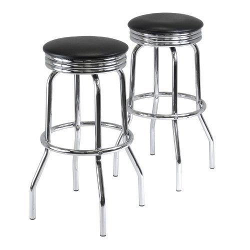Summit Set of 2 Swivel Bar Stools - Black - Metal