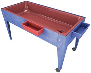 Picture of Manta Ray S6224 Red Liner Sand And Water Activity Center with Lid And 2 Casters Blue