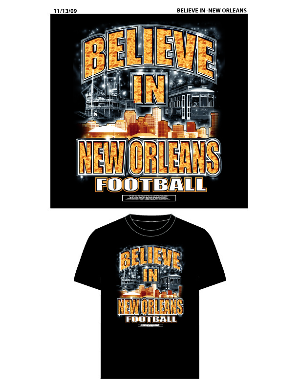 Picture of Encore Select A-T1-believeNO Believe in New Orleans Football Black T-Shirt XX-Large