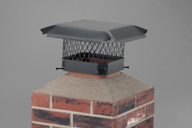 Picture of HY-C CBO913 Draft King Single Flue Painted Galvanized Steel Chimney Cap with .75 in. Mesh in Black