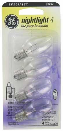 Picture of Ge Lighting 4 Count 4 Watt Clear C7 Night Light Bulbs  20572