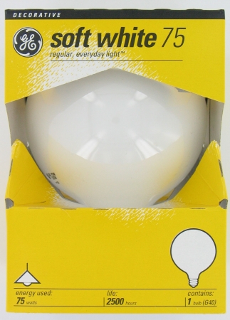 Picture of Ge Lighting 75 Watt Vanity Globe Light Bulbs White  36193