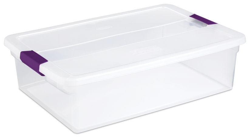 Picture of Sterilite 32 Quart ClearView Latch Storage Container With Sweet Plum Handles 17 
