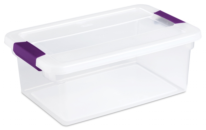 Picture of Sterilite 15 Quart ClearView Latch Storage Container With Sweet Plum Handles 17 