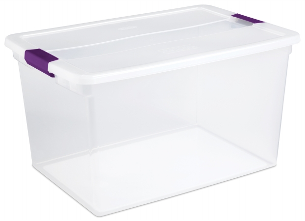 Picture of Sterilite 66 Quart ClearView Latch Storage Container With Sweet Plum Handles 6