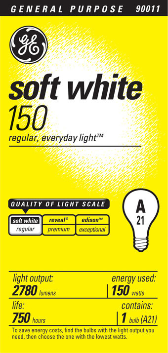 Picture of Ge Lighting 150 Watts Soft White Standard Incandescent Light Bulbs  10429