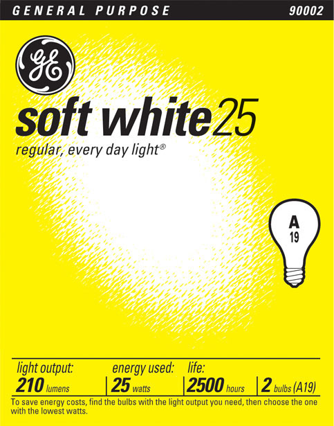 Picture of Ge Lighting 2 Pack 25 Watt Soft White Standard Incandescent Light Bulbs  97492