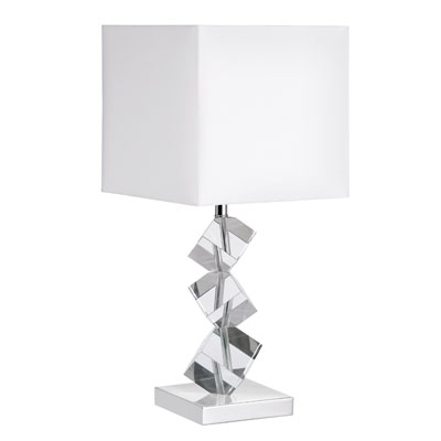 Dainolite 601T-PC-WH 1-Light Table Lamp Optical K9 Crytal White Shade - Polished Chrome