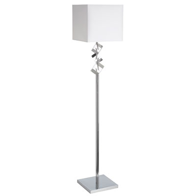 Dainolite 602F-PC-WH 1-Light Floor Lamp Optical K9 Crytal White Shade - Polished Chrome