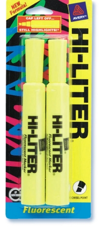 Picture of Avery 2 Count Yellow Fluorescent Hi-Liter  24081