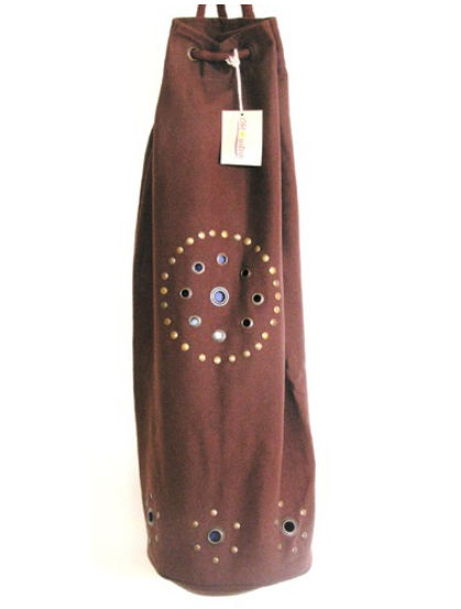 Picture of KushOasis OM101011-Chocolate Yoga Bag - OMSutra Chakra Rivet Bag - Color - Chocolate