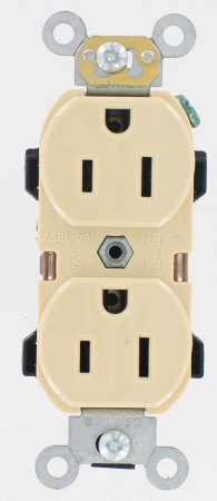 Ivory Industrial Grade Straight Blade Duplex Receptacle
