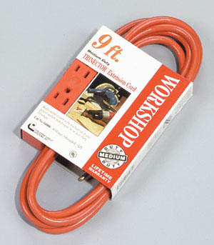 Picture of Coleman Cable 9ft. 5.3 Orange Trinector Three-Way Power Extension Cord  04006