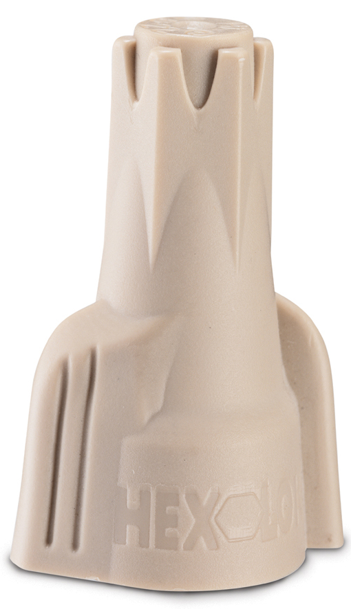 Hex-Lok Wire Connector, 8 to 22 AWG, Copper Contact, Thermoplastic Housing, Tan, 175PK