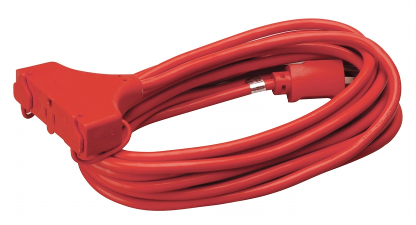 Picture of Coleman Cable 25 4.6 Red 3-Outlet Round Red Extension Cord  04217