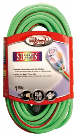 Picture of Coleman Cable 50ft. 12-3 Stripes Outdoor Extension Cord  02548-54