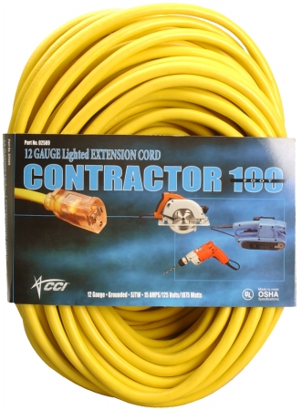 Picture of Coleman Cable 100ft. 12-3 Yellow Extension Cord  02589