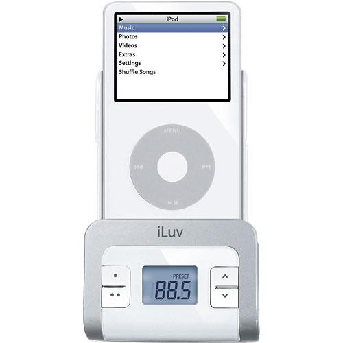 i707WHT FM Transmitter with Integrated Car Adapter for IPod - White