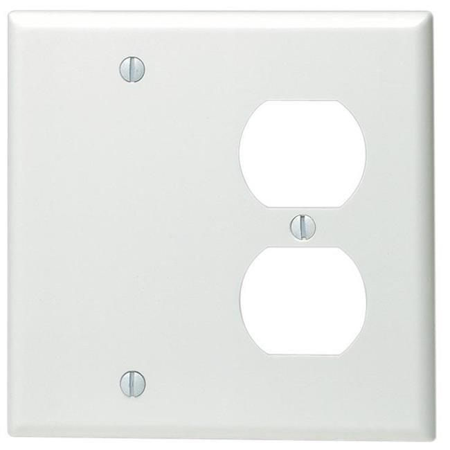 Leviton White Double Gang Combo Blank & Duplex Wallplate 002-88008-0