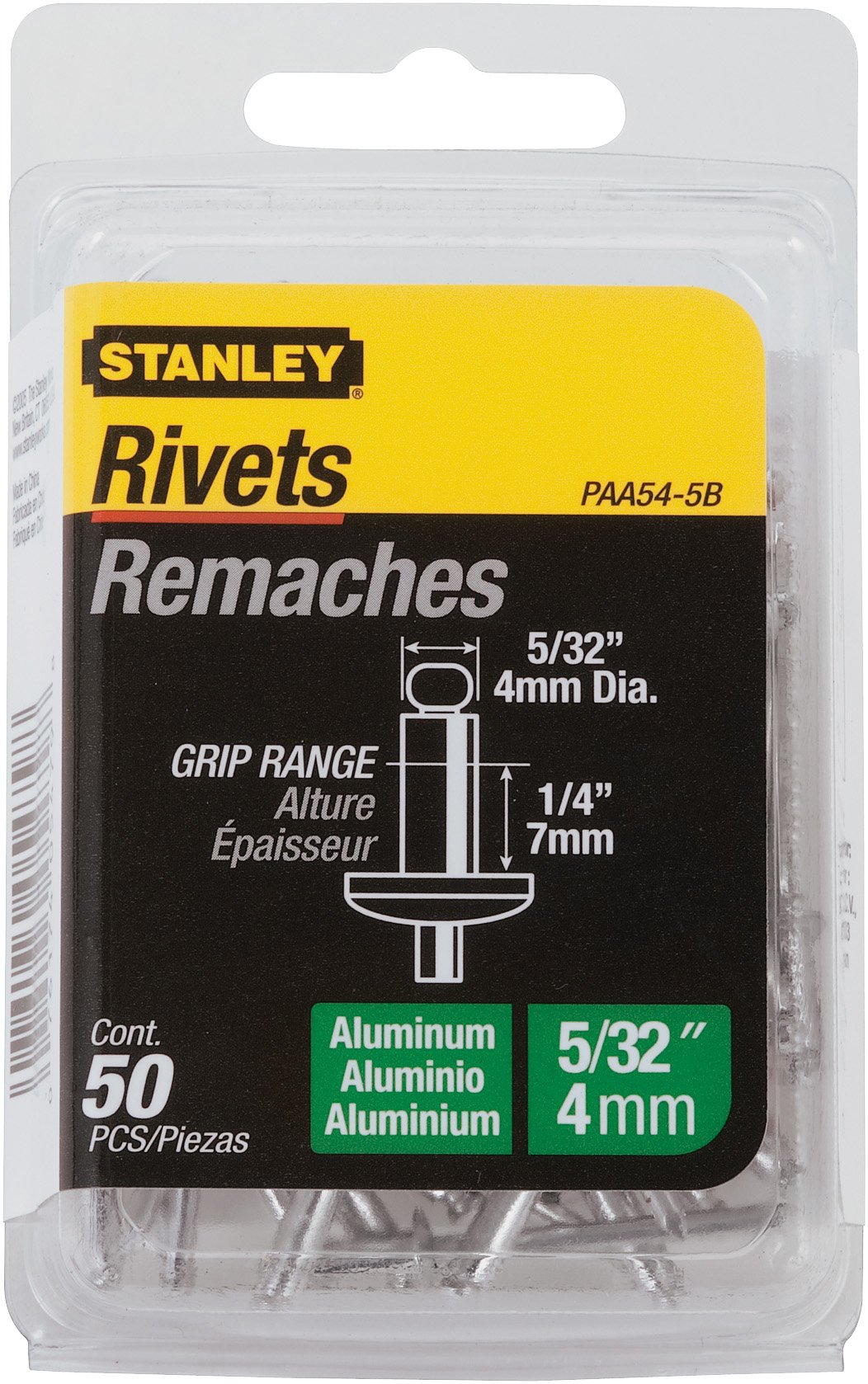 Picture of Stanley Hand Tools 50 Pack .16in. X .25in. Aluminum Grip Rivets  PAA54-5B