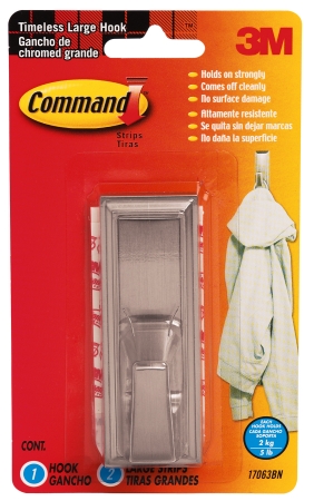 Picture of 3m Large Brushed Nickel Command Timeless Hook  17063BN