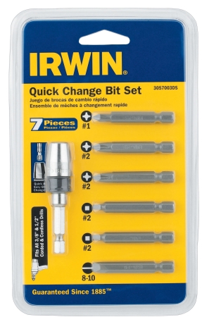 Irwin Industrial Tool 7 Piece Quick Change Bit Set  3057003DS -  Irwin Industrial Tools, 673765087359