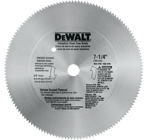 Picture of Dewalt Accessories 7-.25in. 40T .63in. Hallow Ground Plywood Industrial Steel Ci Saw