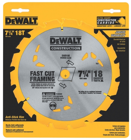 Picture of Dewalt Accessories 7-.25in. 18 Teeth Finishing Carbide Saw Blade  DW3192