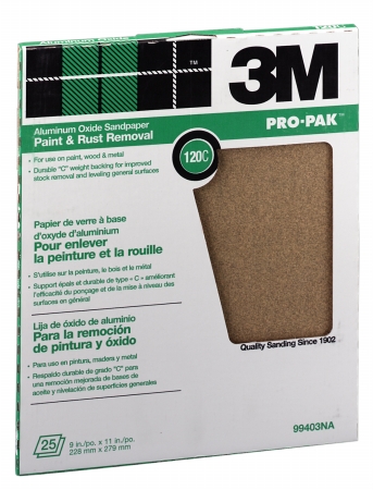 Picture of 3m 25 Count 120C Grit Pro-Pak Paint &amp;amp;amp; Rust Removal Sandpaper Sheets 99403NA-CC 