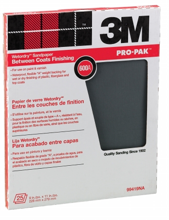 Picture of 3m 25 Count 600A Grit ProPack Between Finish Coats Wetordry Sanding Sheets 994 