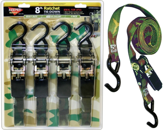 4 Pack 8 Camo Ratchet Tie-Down