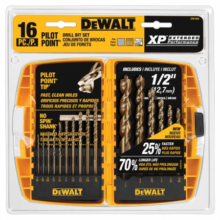 Picture of Dewalt Accessories 16 Piece Set Pilot Point Drill Bits DW1956