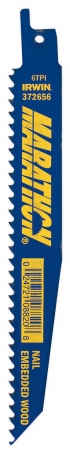 Picture of Irwin Industrial Tool 6in. 6 TPI Nail Embedded Wood Cutting Reciprocating Saw Blad