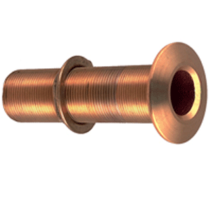 3-4 .in Thru-Hull Fitting with Pipe Thread Bronze Extra Long - Max Hull 5 .in Thick