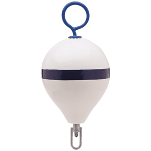 CM-3 WH-STR Polyform Mooring Buoy with Iron 18 .in Diameter - White Blue Stripe
