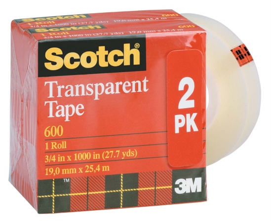 Picture of 3m 3 Pack .75in. X 1000in. Transparent Tape  600K3