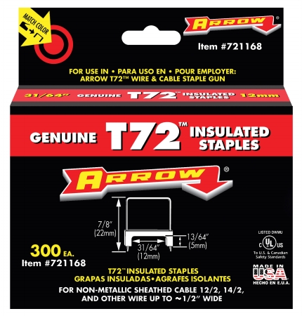 Picture of Arrow Fastener Co. .48in. T72 Insulated Staples  721168