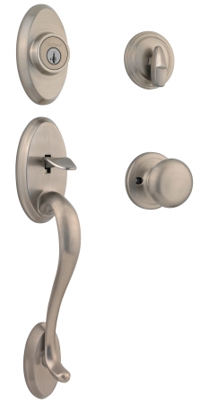 Kwikset Satin Nickel Smartkey Shelburne Handleset With Juno Knob 98001-105