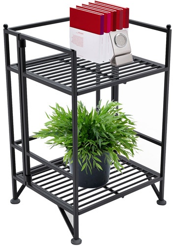 Picture of Convenience Concepts 8020B X-Tra Storage 2 Tier Black Folding Metal Shelf by Convenience Concepts