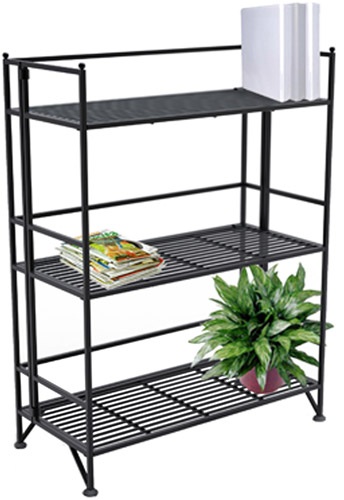 Picture of Convenience Concepts 8019B X-Tra Storage 3 Tier Wide Black Folding Metal Shelf by Convenience Concepts