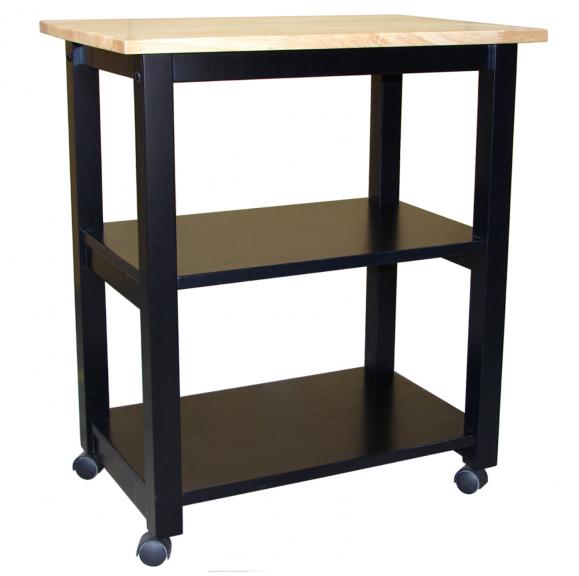 Picture of International Concepts WC10-185 Dining Essentials Microwave Cart - Black-Natural