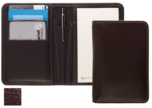 Picture of Raika AN 128 BROWN 3.5in. x 4.5in. Leather Card Note Taker Case with Pen - Brown