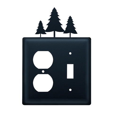 Picture of Village Wrought Iron EOS-20 Pine Trees Outlet and Switch Cover - Black