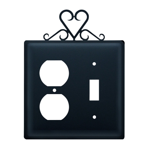 Picture of Village Wrought Iron EOS-51 Heart Outlet and Switch Cover - Black