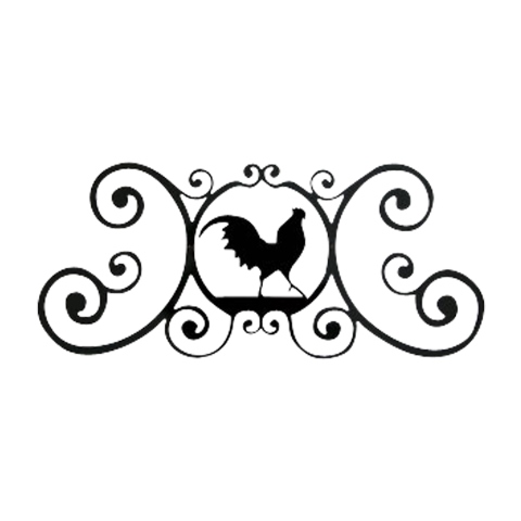 Picture of Village Wrought Iron HP-OD-1 Rooster Over Door Plaque - Black