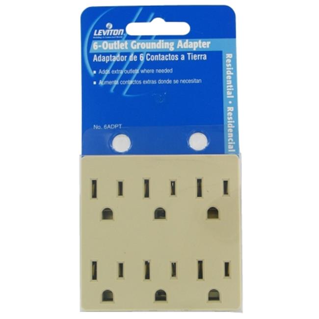 Leviton Ivory Six-Outlet Grounding Adapter C21-6ADPT-00I