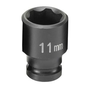 1/4" Drive, 11mm Size, Metric Socket, 6s Points, 11mm,1/4"D,Impact,6pt.