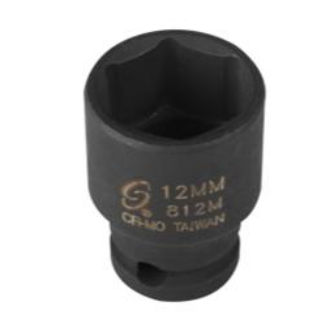 Sunex SUN812M .25in. Drive 6 Point Standard Impact Socket 12mm