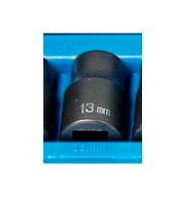 1/2" Drive, 13mm Size, Metric Socket, 12 Points, 13mm,1/2"D,Impact,12pt.
